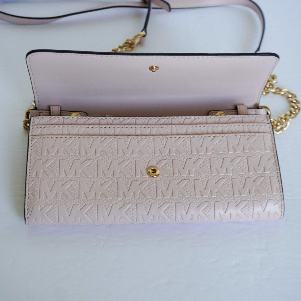 Michael Kors JST WOC Xbody Bag Embossed MK PInk - Picture 5 of 10
